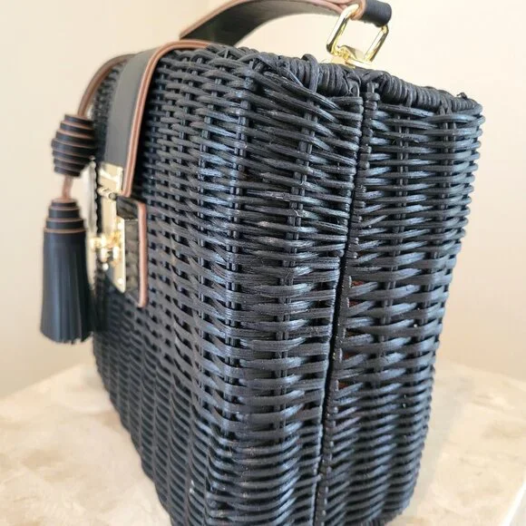 Spartina 449 Rattan Box Bag – Black – NWT - Picture 4 of 8
